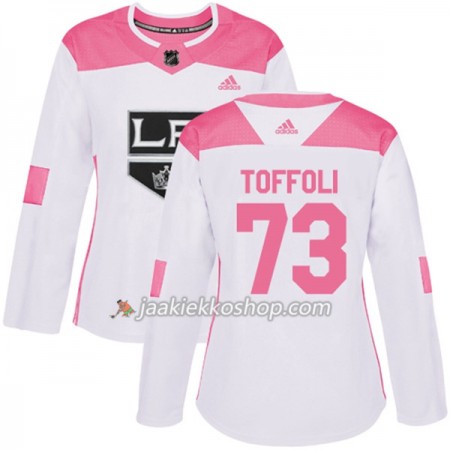 Nainen NHL Los Angeles Kings Pelipaita Tyler Toffoli 73 Adidas 2017-2018 Valkoinen Vaaleanpunainen Fashion Authentic